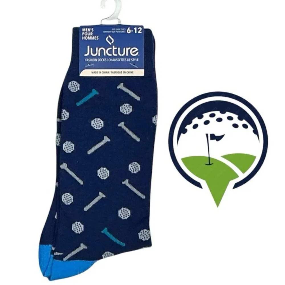 Golf Crew Socks Mens Novelty Funny Print Blue Unisex OS Shoe Size 6-12